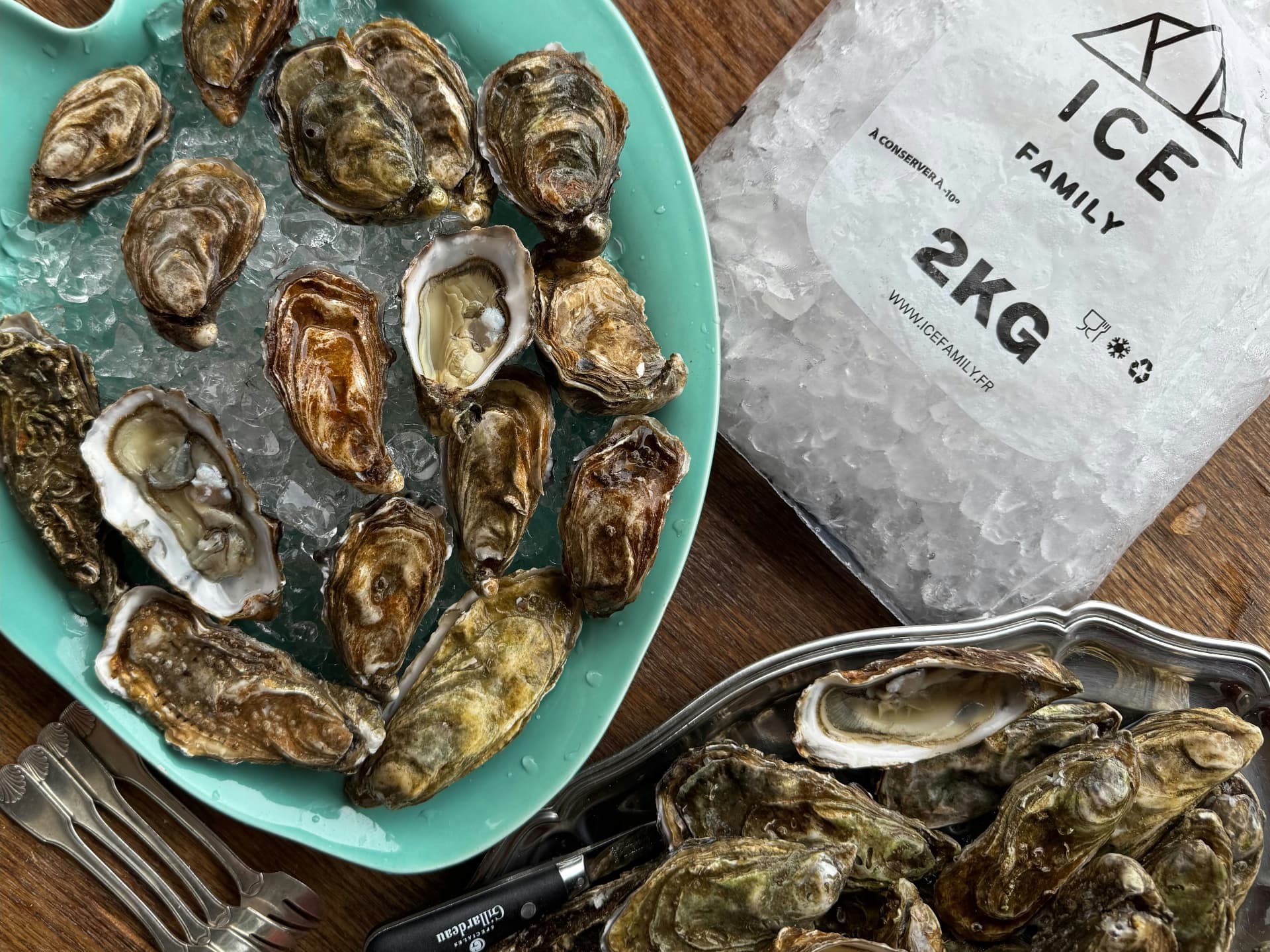 Huîtres sur glace et sac Ice Family 2 kg — producteur local de glaçons à La Rochelle